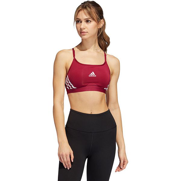 Red Women\'s Adidas Aero 3 Stripes Sports Bra | 9758234-KB