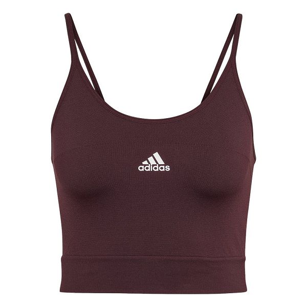 Red Women's Adidas Aeroknit Seamless Crop Top Sports Bra | 5648712-VK