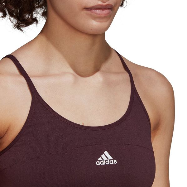 Red Women's Adidas Aeroknit Seamless Crop Top Sports Bra | 5648712-VK