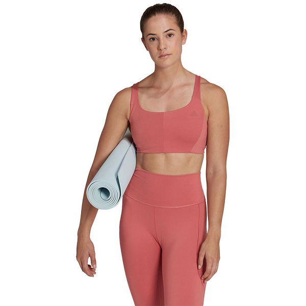 Red Women\'s Adidas Coreflow Medium-Support Sports Bra | 0625791-GN