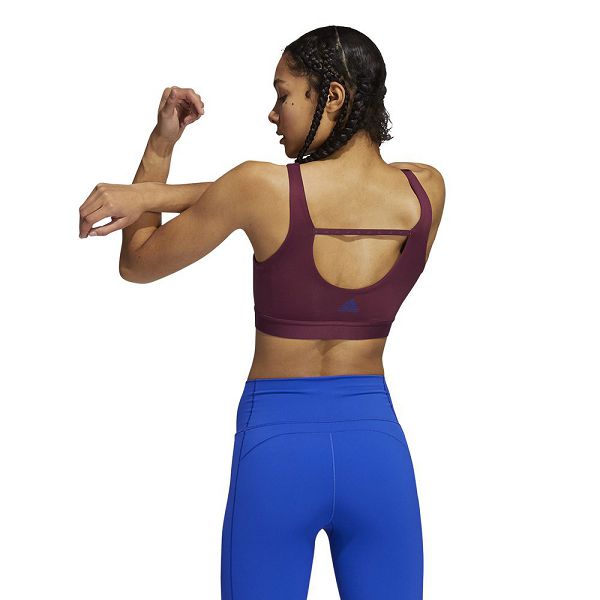 Red Women's Adidas DRST 3 Stripes Sports Bra | 9854270-TE