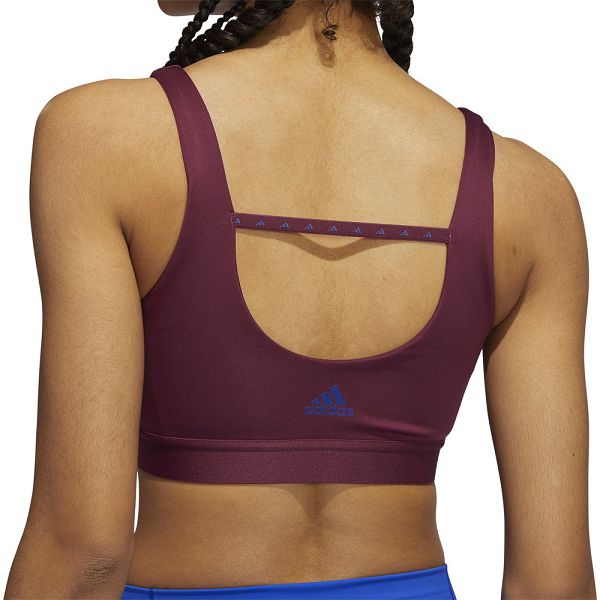 Red Women's Adidas DRST 3 Stripes Sports Bra | 9854270-TE