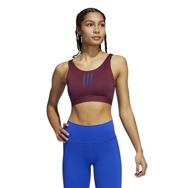 Red Women\'s Adidas DRST 3 Stripes Sports Bra | 9854270-TE