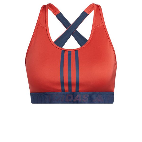 Red Women\'s Adidas Dont Rest 3 Stripes Sports Bra | 2681039-PL