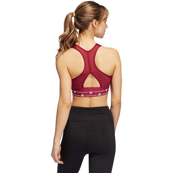 Red Women's Adidas Power MS 3 Stripes Sports Bra | 4392610-NT