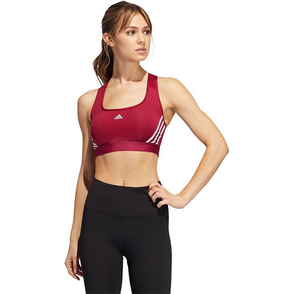 Red Women\'s Adidas Power MS 3 Stripes Sports Bra | 4392610-NT