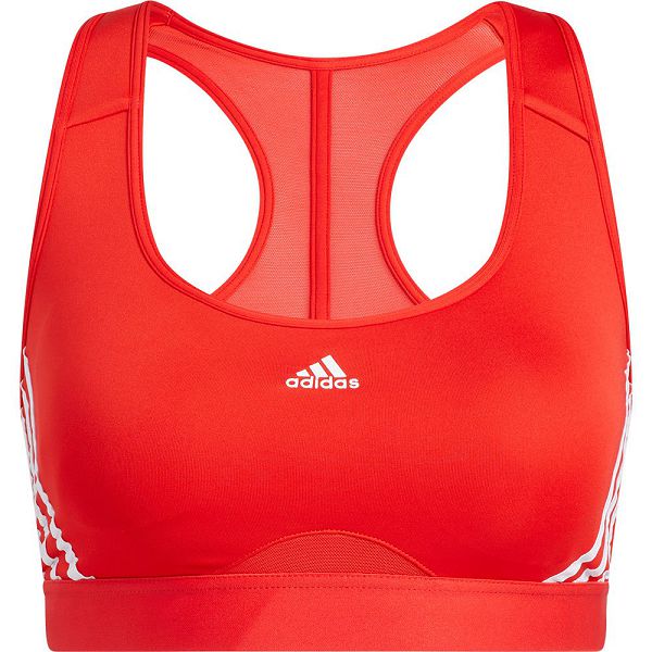 Red Women's Adidas Power MS 3 Stripes Sports Bra | 8319524-QS