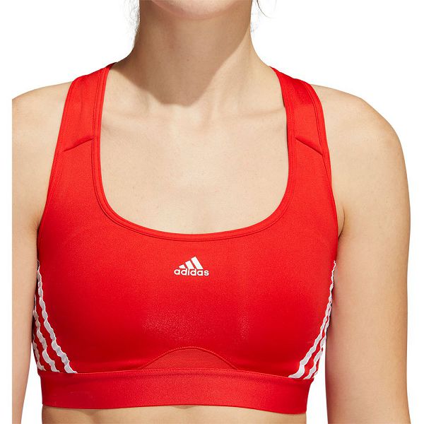 Red Women's Adidas Power MS 3 Stripes Sports Bra | 8319524-QS