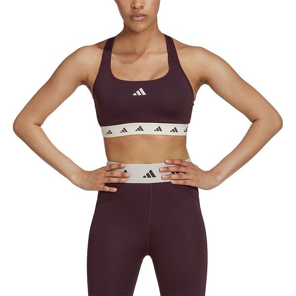 Red Women's Adidas Power Medium-Support Techfit Sports Bra | 3690457-FR