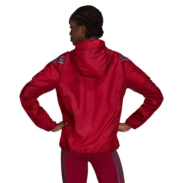 Red Women's Adidas RI 3 Stripes Windbreak Jackets | 8530169-BO