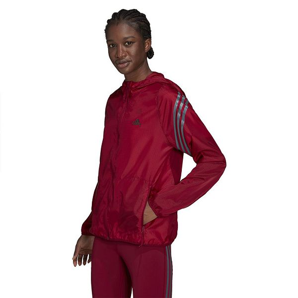 Red Women's Adidas RI 3 Stripes Windbreak Jackets | 8530169-BO