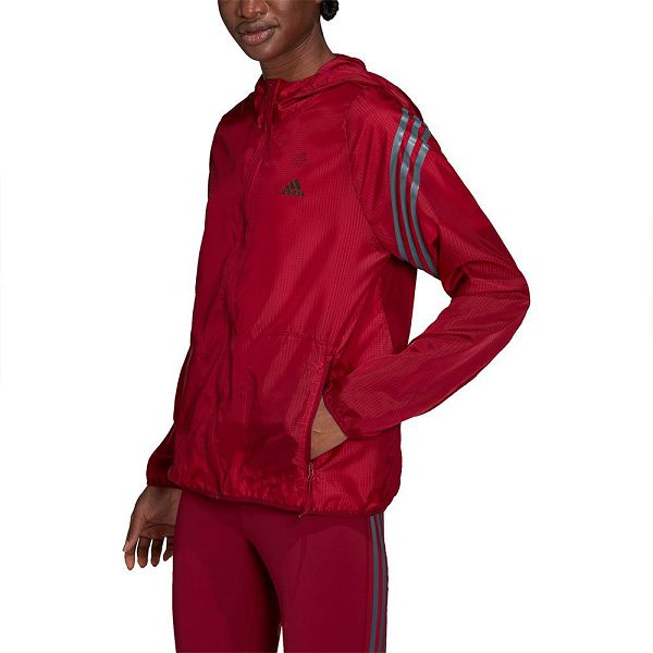 Red Women\'s Adidas RI 3 Stripes Windbreak Jackets | 8530169-BO