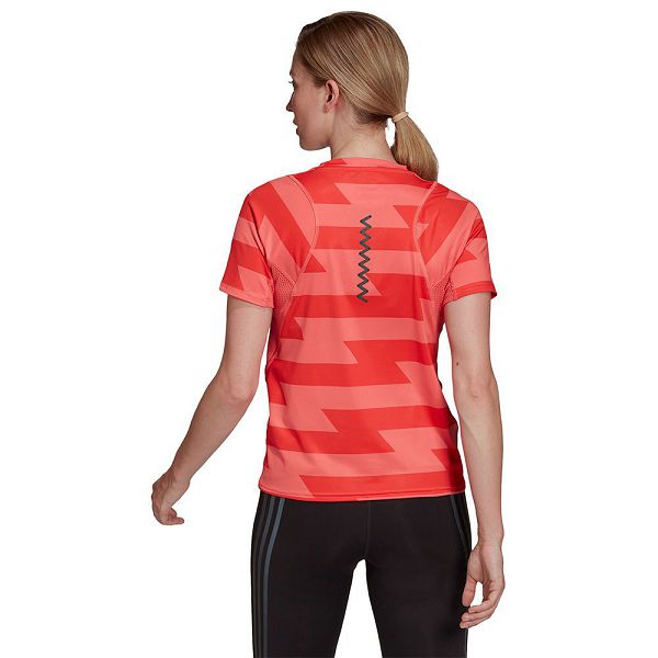 Red Women's Adidas Run Fast Aop Short Sleeve T Shirts | 0697245-WY