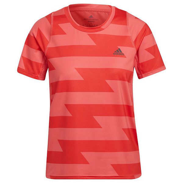 Red Women's Adidas Run Fast Aop Short Sleeve T Shirts | 0697245-WY