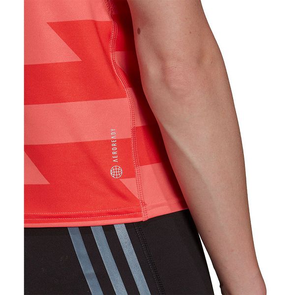 Red Women's Adidas Run Fast Aop Short Sleeve T Shirts | 0697245-WY