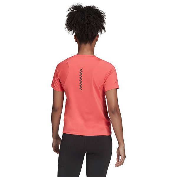 Red Women's Adidas Run Fast PB Short Sleeve T Shirts | 0425973-RU