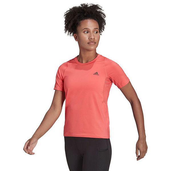 Red Women\'s Adidas Run Fast PB Short Sleeve T Shirts | 0425973-RU