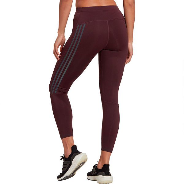 Red Women's Adidas Run Icons 3 Stripes 7/8 Leggings | 0981625-IH