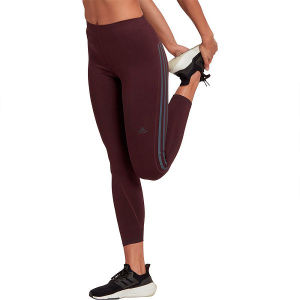 Red Women\'s Adidas Run Icons 3 Stripes 7/8 Leggings | 0981625-IH