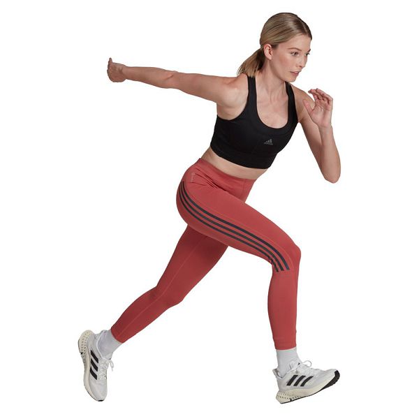 Red Women's Adidas Run Icons 3 Stripes 7/8 Leggings | 7968032-GZ