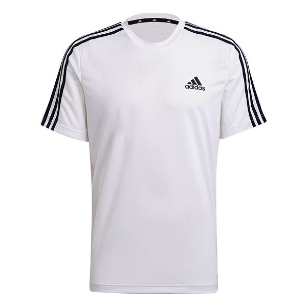 White Men's Adidas Aeroready Designed To Move Sport 3 Stripes Short Sleeve T Shirts | 7618309-OZ