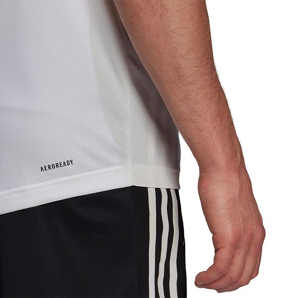 White Men's Adidas Aeroready Designed To Move Sport 3 Stripes Short Sleeve T Shirts | 7618309-OZ