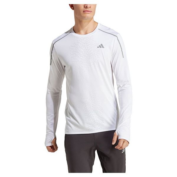 White Men's Adidas Fast Long Sleeve T Shirts | 4159608-JY