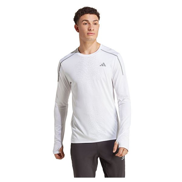 White Men\'s Adidas Fast Long Sleeve T Shirts | 4159608-JY