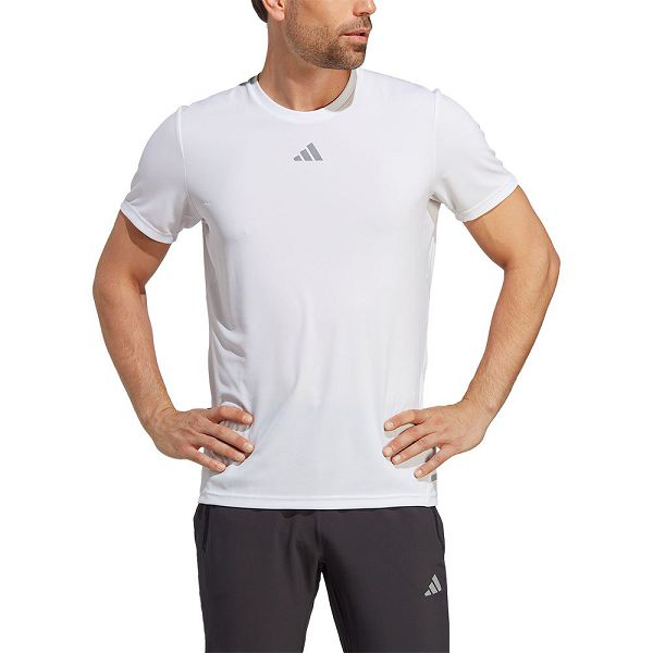 White Men\'s Adidas Own The Run Cooler Short Sleeve T Shirts | 6518247-MP