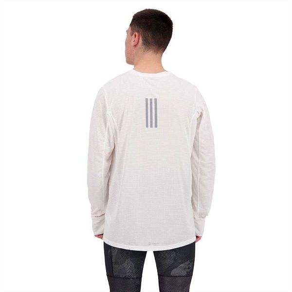 White Men's Adidas Own The Run Long Sleeve T Shirts | 6934127-AG