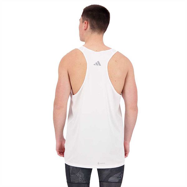 White Men's Adidas Run Icons Sleeveless T Shirts | 1056348-WS