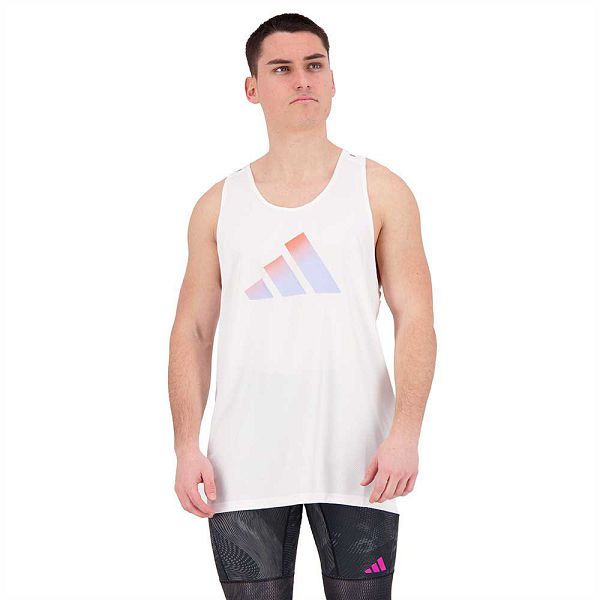 White Men\'s Adidas Run Icons Sleeveless T Shirts | 1056348-WS