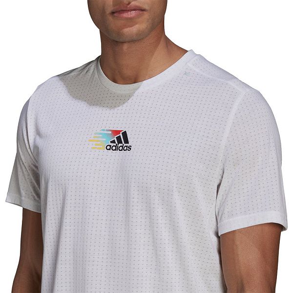 White Men's Adidas Signature Short Sleeve T Shirts | 5329870-BX