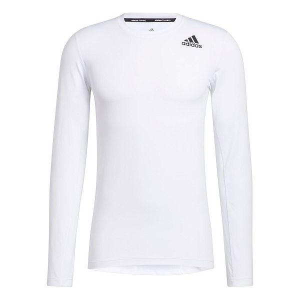 White Men\'s Adidas TechfiCompression Long Sleeve T Shirts | 0832597-FC