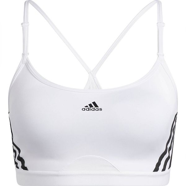 White Women's Adidas Aeroreact Light-Support 3 Stripes Sports Bra | 6237091-QZ