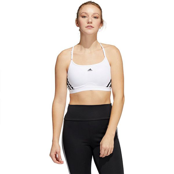 White Women's Adidas Aeroreact Light-Support 3 Stripes Sports Bra | 6237091-QZ