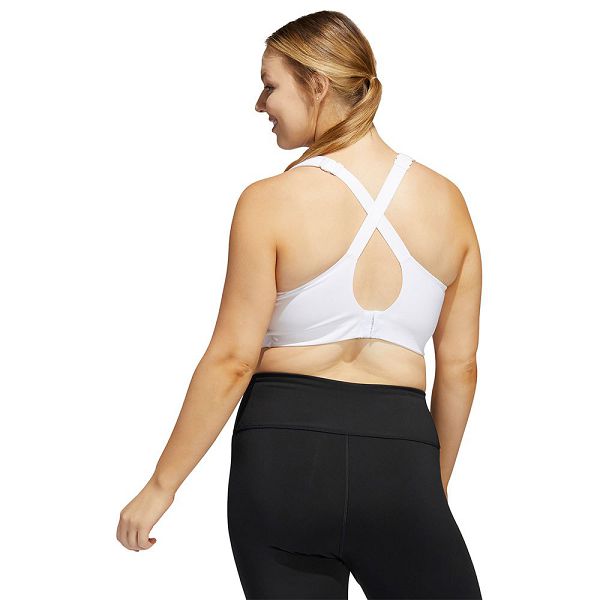 White Women's Adidas HS PS Big Sports Bra | 1069485-TM