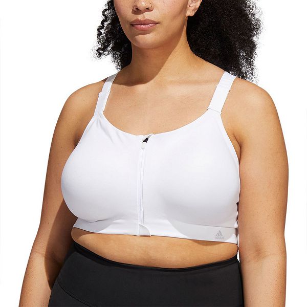 White Women\'s Adidas HS Z Sports Bra | 0195837-YO