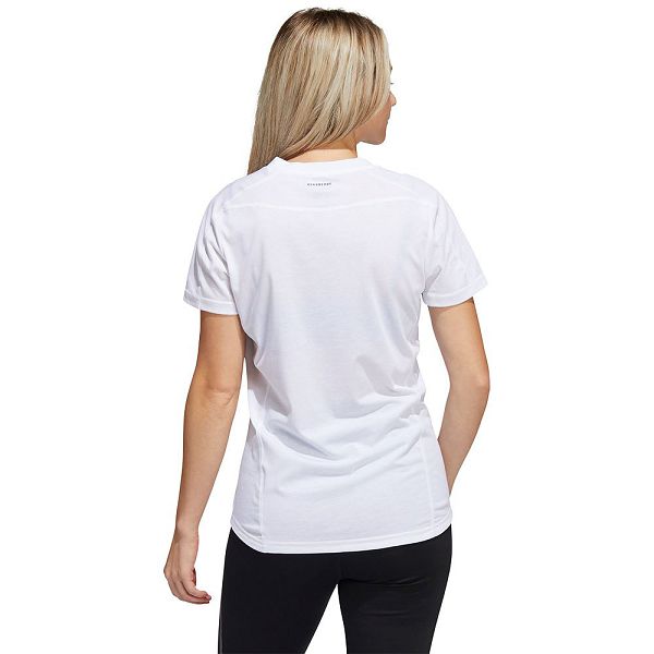 White Women's Adidas Logo Graphic Short Sleeve T Shirts | 0265934-NU