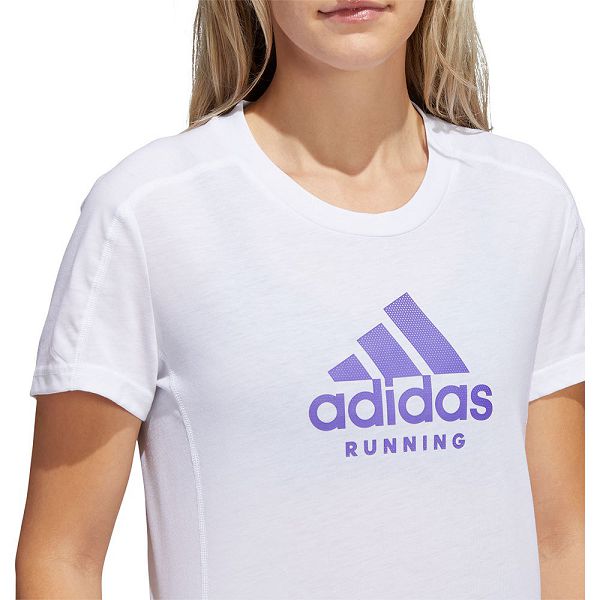 White Women's Adidas Logo Graphic Short Sleeve T Shirts | 0265934-NU