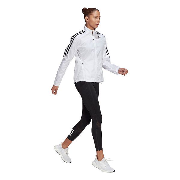 White Women's Adidas Marathon 3-Stripes Jackets | 2804795-BG