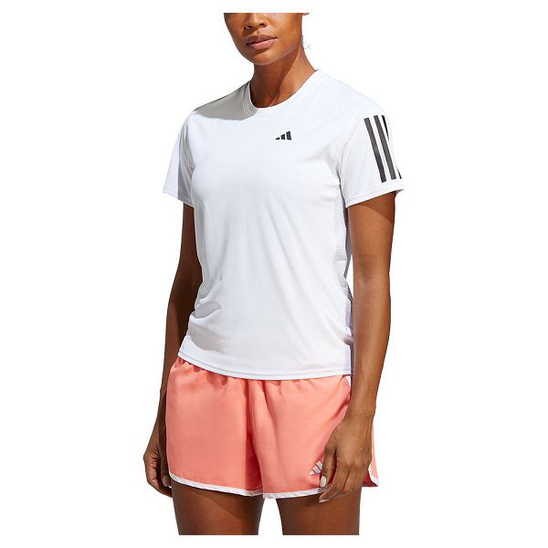 White Women\'s Adidas Own The Run Short Sleeve T Shirts | 1576429-CW