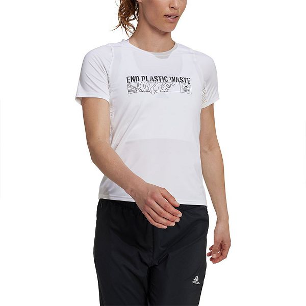 White Women's Adidas Parley Run Fast Short Sleeve T Shirts | 7301426-RG