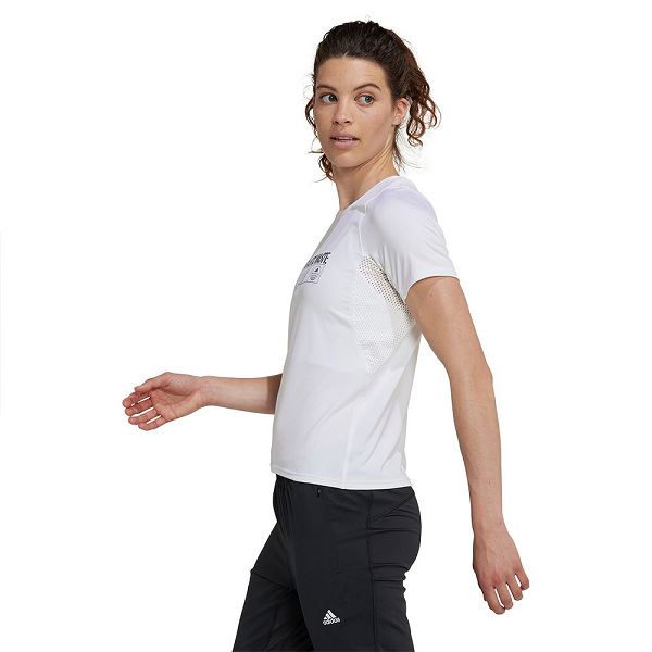 White Women's Adidas Parley Run Fast Short Sleeve T Shirts | 7301426-RG