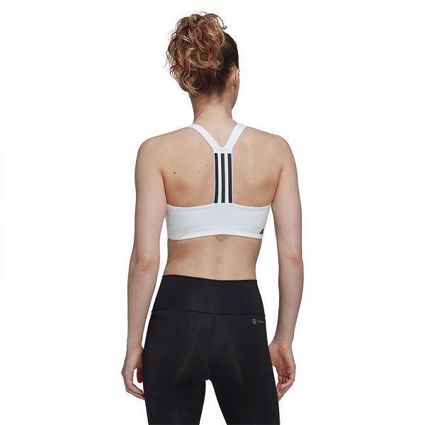 White Women's Adidas Powerimpact Medium-Support Sports Bra | 1569837-TL