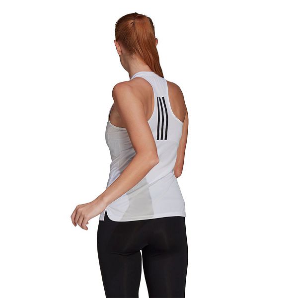 White Women's Adidas Primeblue Designed 2 Move 3 Stripes Sleeveless T Shirts | 7630281-BX