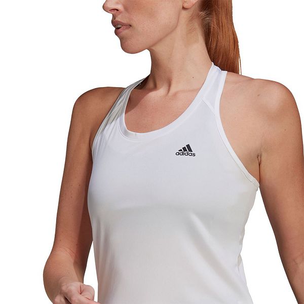 White Women's Adidas Primeblue Designed 2 Move 3 Stripes Sleeveless T Shirts | 7630281-BX