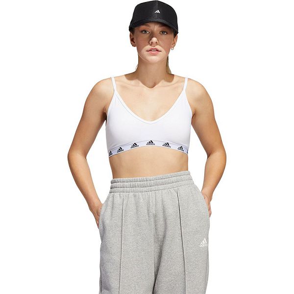 White Women\'s Adidas Pureb Sports Bra | 1530496-EY