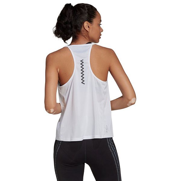 White Women's Adidas Run Fast PB Sleeveless T Shirts | 8703456-YJ