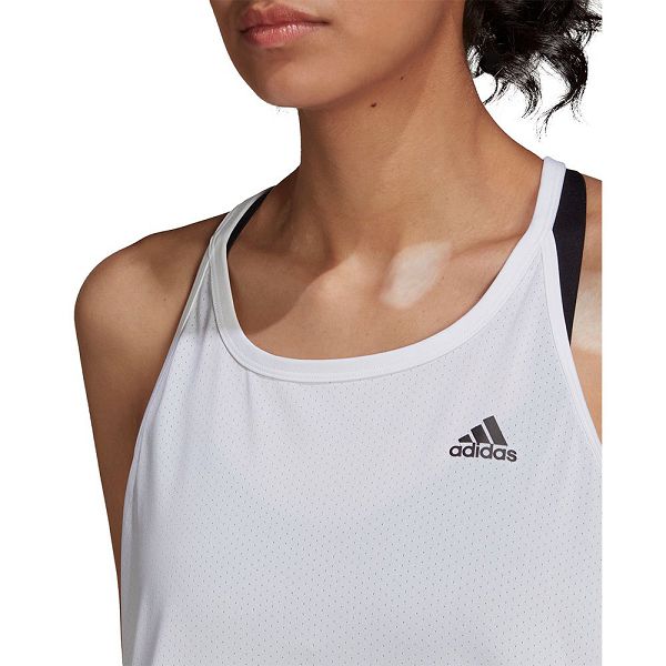 White Women's Adidas Run Fast PB Sleeveless T Shirts | 8703456-YJ